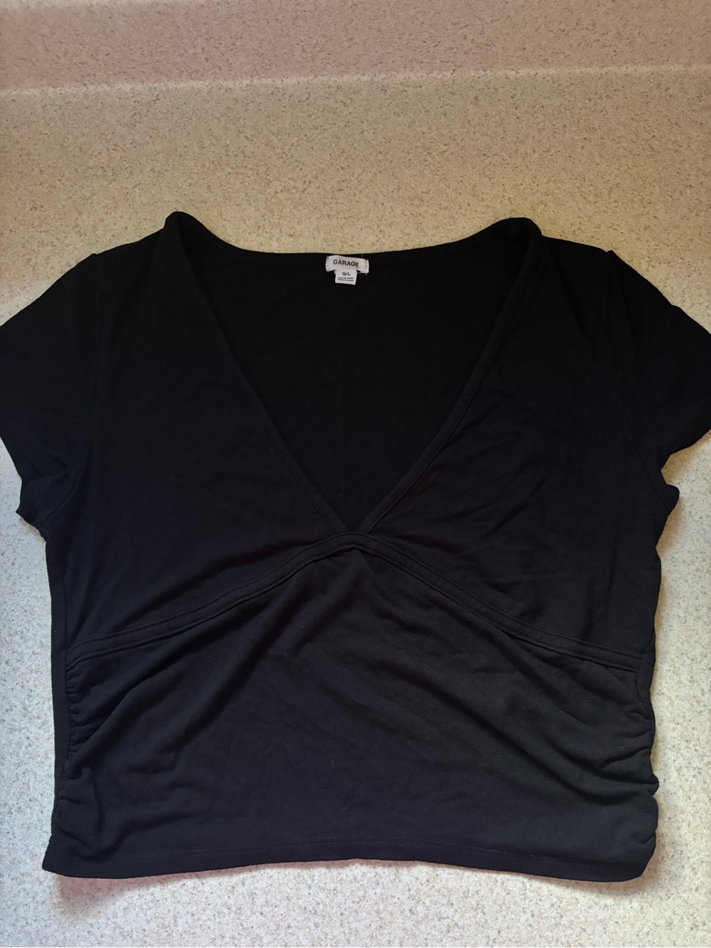 Garage Black V-Neck Crop Top